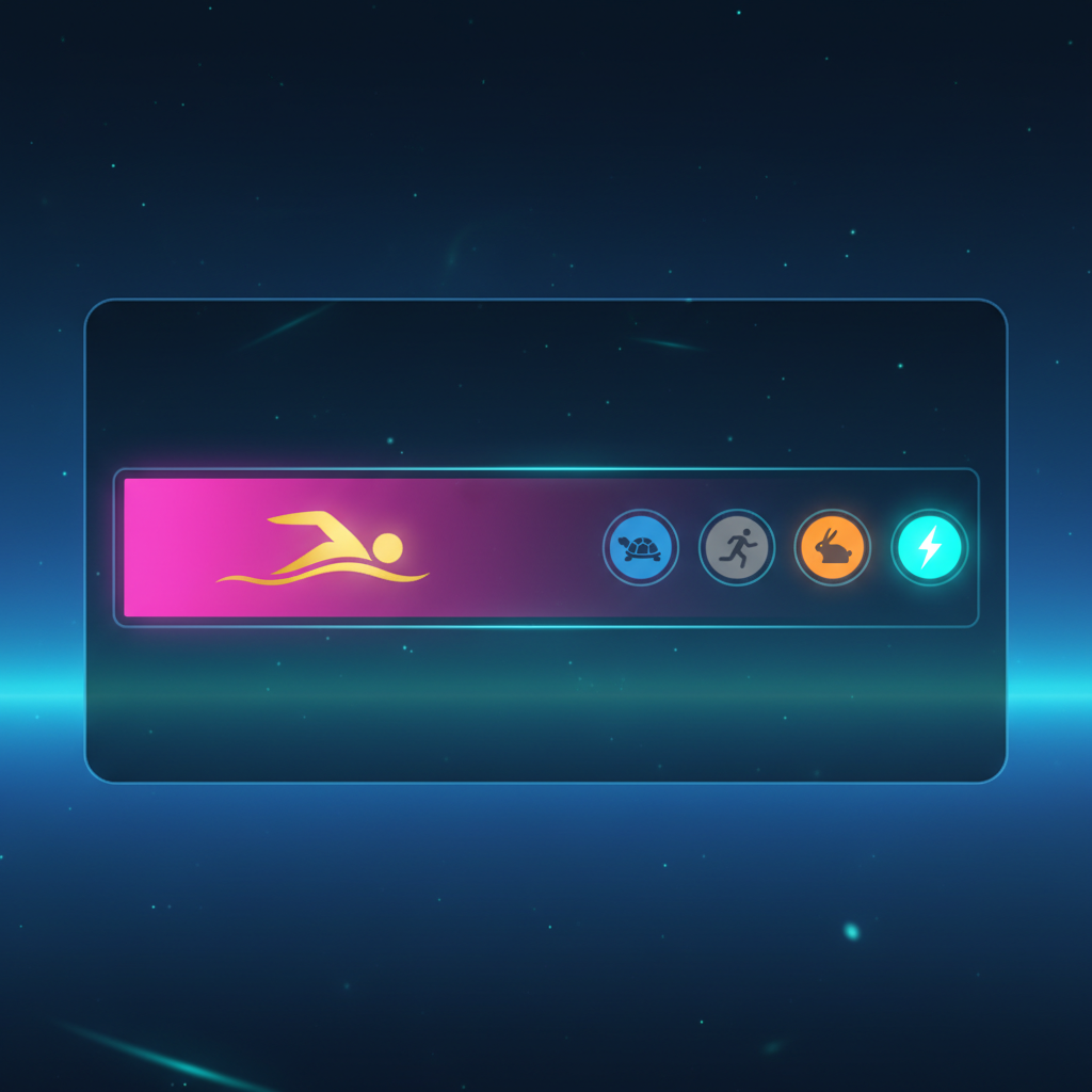 Aviamasters 2 status bar during flight showing BONUS ACTIVE in magenta-pink background with a yellow swimming figure, alongside speed icons