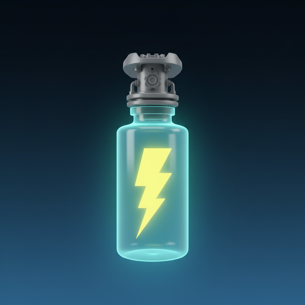 Aviamasters 2 nitro booster: transparent light-blue cylindrical bottle with a bright yellow lightning bolt inside and a grey metal valve on top