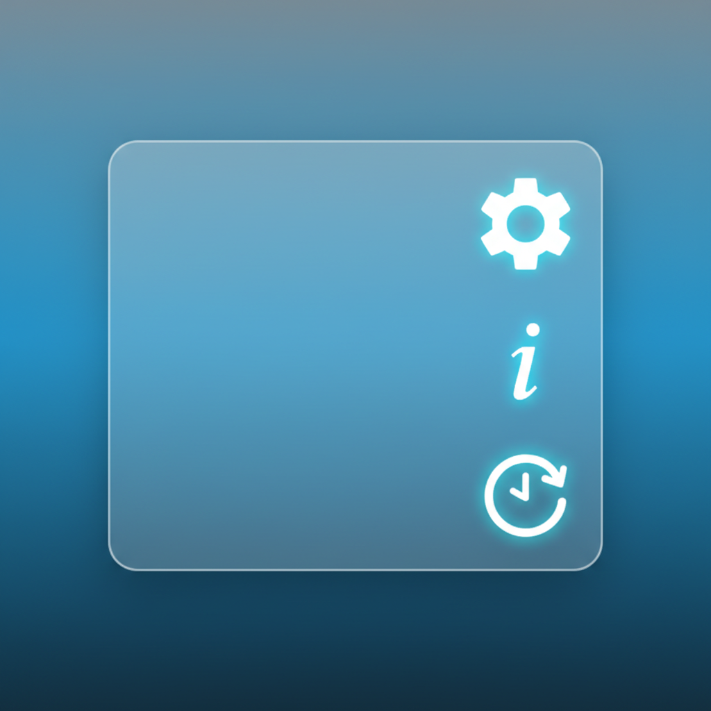 Aviamasters 2 three navigation icons stacked vertically on the right side of the settings panel: white cog at the top for settings, white italic i in the middle for information, white clock with arrow at the bottom for game history